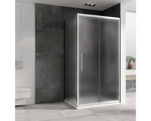 Душевой уголок Abber Schwarzer Diamant 160х60 профиль Хром стекло матовое, арт