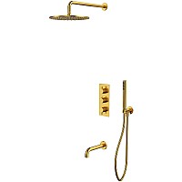 Душевая система Whitecross Y brushed gold YSET11GLB с термостатом Брашированное золото