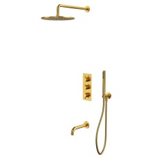 Душевая система Whitecross Y brushed gold YSET11GLB с термостатом Брашированное золото