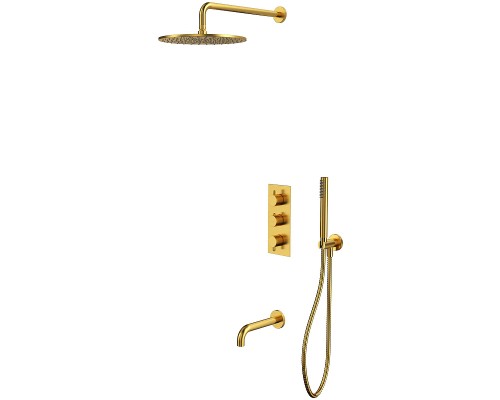 Душевая система Whitecross Y brushed gold YSET11GLB с термостатом Брашированное золото
