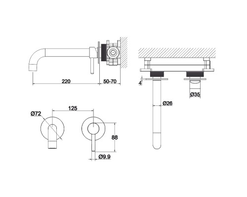 Смеситель для раковины Whitecross Y brushed gold Y1215GLB Брашированное золото