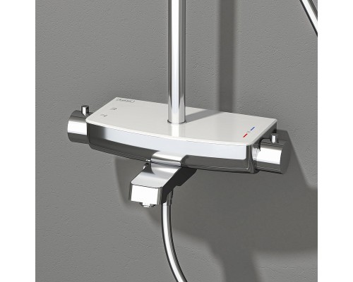 Душевая система Teska Mira DK3601C с термостатом Хром Белое стекло