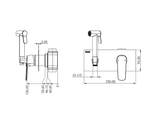 Гигиенический душ со смесителем Teska Elsa Pro BTK6406 Хром