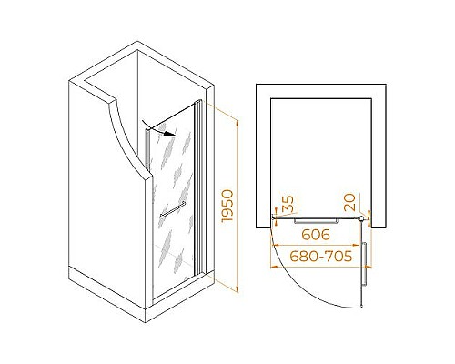 Душевая дверь RGW Passage PA-103 70 020810307-11 профиль Хром стекло прозрачное