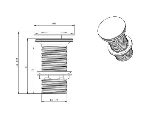 Донный клапан Aquatek AQ6000CR click-clack Хром