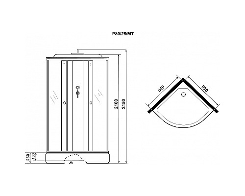 Душевая кабина Niagara Promo 80x80 P80/26/MT без гидромассажа