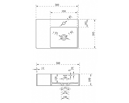 Раковина Abber Stein 56 R AS2644 R Белая матовая