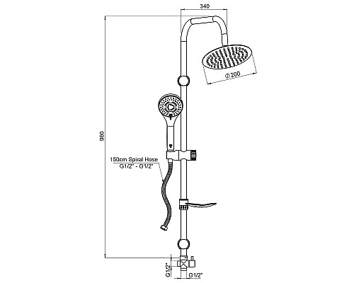 Душевая система GPD DST19-2-S Черная матовая
