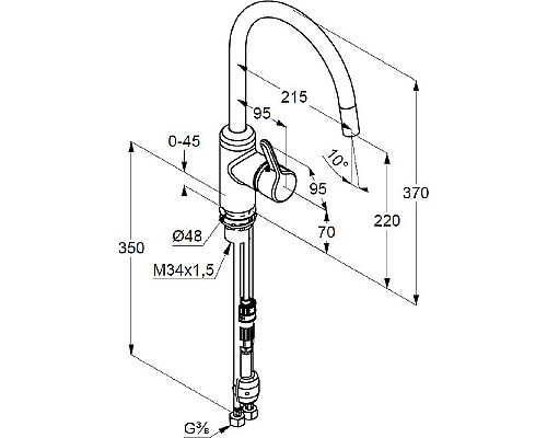 Смеситель для кухни Kludi Bozz 428513978 Черный матовый