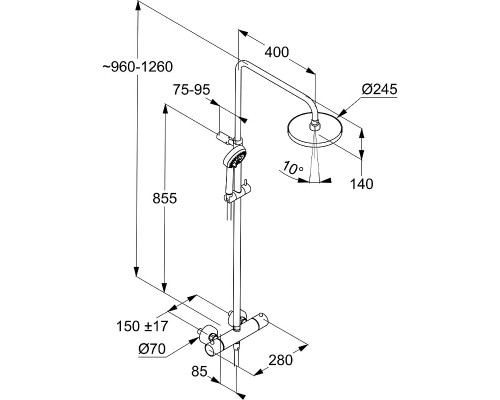 Душевая система Kludi Logo Dual Shower System 6808239-00 с термостатом Черная матовая