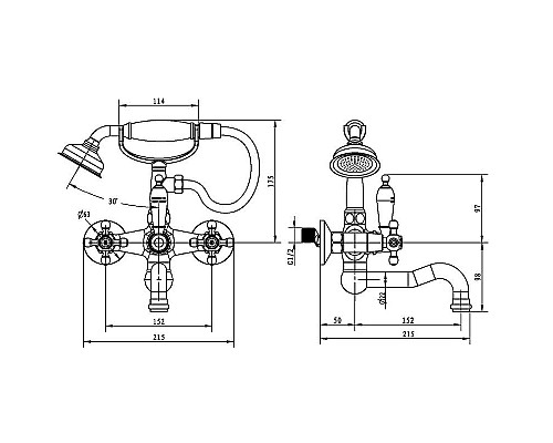Смеситель для ванны Boheme Medici Presente 313-PR Бронза
