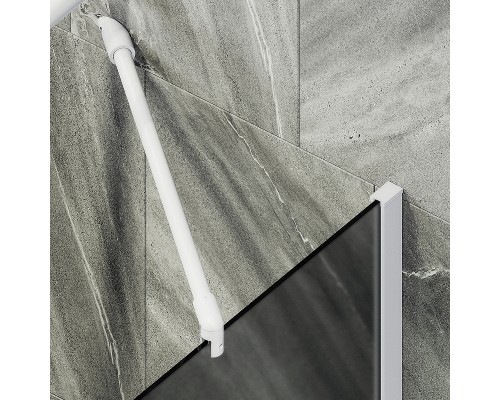 Шторка на ванну Maybah Glass 300x1400 в широком профиле Белый стекло графитовое матовое