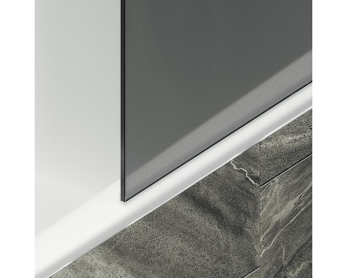 Шторка на ванну Maybah Glass 300x1400 в широком профиле Белый стекло графитовое матовое