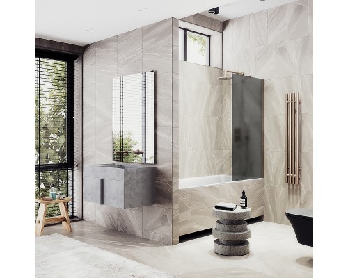 Шторка на ванну Maybah Glass MGV-84-2ш 400x1400 в широком профиле Бронза стекло графитовое матовое