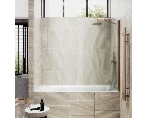 Шторка на ванну Maybah Glass MGV-92-2ш 600x1400 в широком профиле Бронза стекло сатиновое