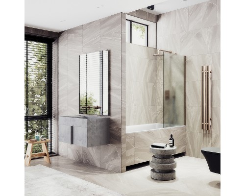 Шторка на ванну Maybah Glass MGV-92-2ш 600x1400 в широком профиле Бронза стекло сатиновое