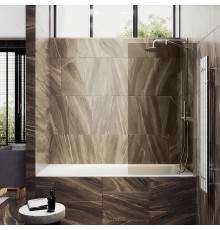 Шторка на ванну Maybah Glass 700x1400 в широком профиле Хром матовый стекло бронзовое