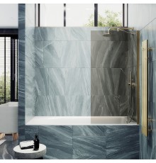 Шторка на ванну Maybah Glass MGV-71-3ш 900x1400 в широком профиле Золото стекло бронзовое