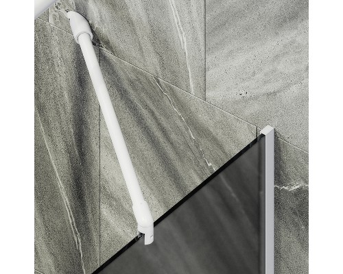 Шторка на ванну Maybah Glass 540x1400 в узком профиле Белый стекло графитовое матовое