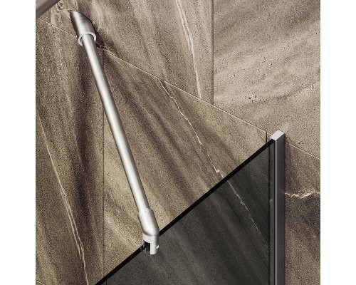 Шторка на ванну Maybah Glass MGV-128-5у 340x1400 в узком профиле Хром матовый стекло графитовое