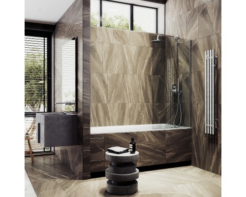 Шторка на ванну Maybah Glass MGV-59-5ш 600x1400 в широком профиле Хром матовый стекло прозрачное