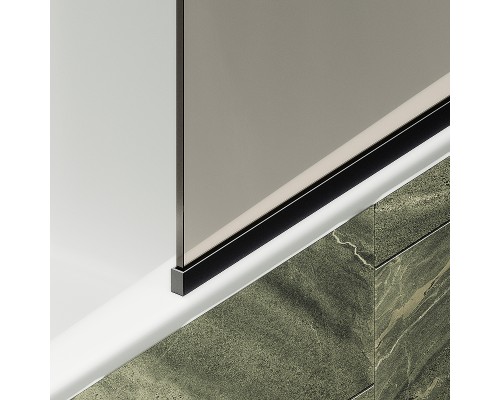 Шторка на ванну Maybah Glass MGV-68-6у 600x1400 в узком профиле Черный стекло бронзовое