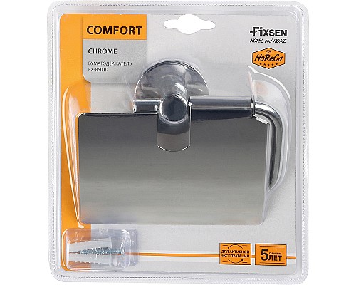 Держатель туалетной бумаги Fixsen Comfort Chrome FX-85010 с крышкой Хром