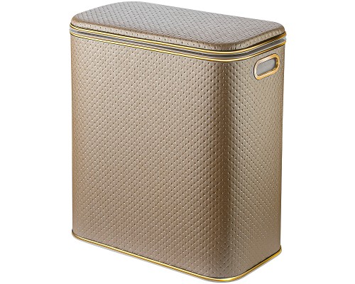 Корзина для белья Geralis PLG-M Punto Бежевая, кант Золото, малая