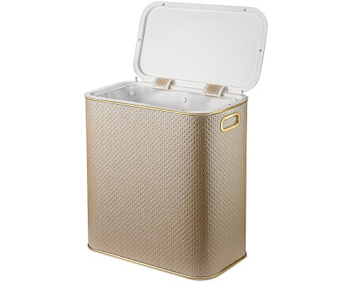 Корзина для белья Geralis PLG-M Punto Бежевая, кант Золото, малая