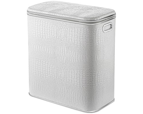 Корзина для белья Geralis KWH-M Croco Белая, кант Хром, малая