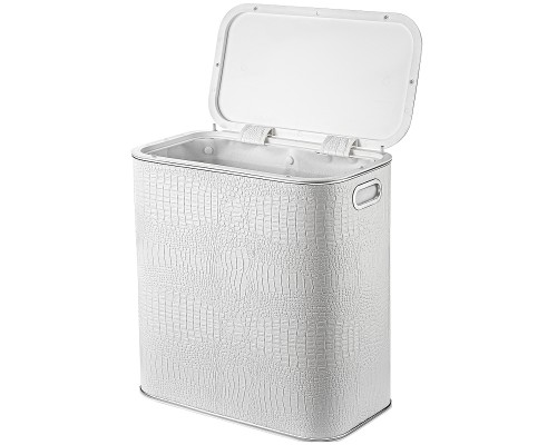 Корзина для белья Geralis KWH-M Croco Белая, кант Хром, малая