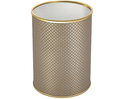 Ведро для мусора Geralis M-RBG-B Ромб Бежевое темное, кант Золото, 3 л