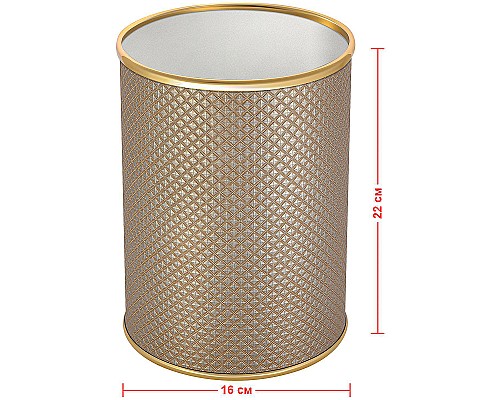 Ведро для мусора Geralis M-RBG-B Ромб Бежевое темное, кант Золото, 3 л