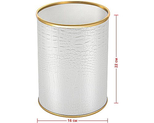 Ведро для мусора Geralis M-KWG-B Croco Белое, кант Золото, 3 л