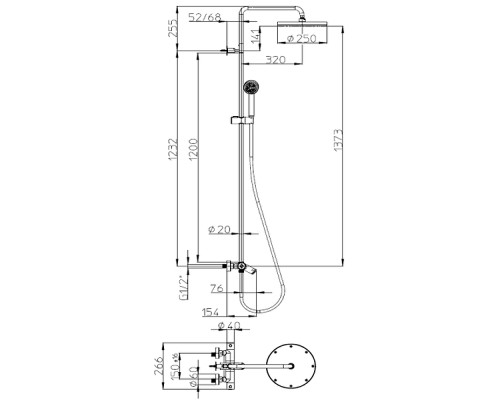 Душевая система Bossini Elios L10401.1.030 с термостатом Хром
