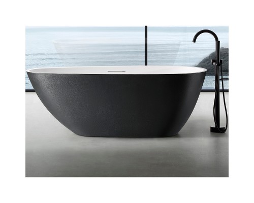 Ванна из искусственного камня Abber Dortmund 170x75 AM9911BW Черно-белая матовая без гидромассажа
