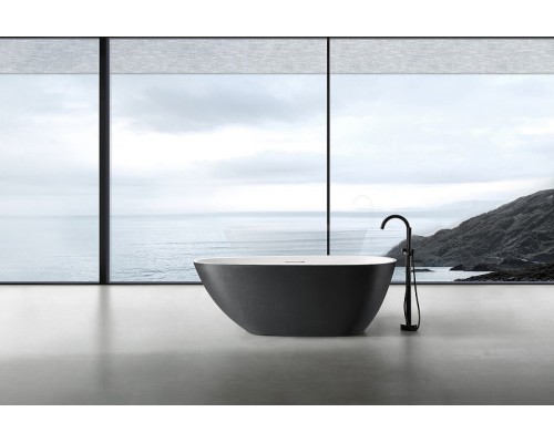 Ванна из искусственного камня Abber Dortmund 170x75 AM9911BW Черно-белая матовая без гидромассажа