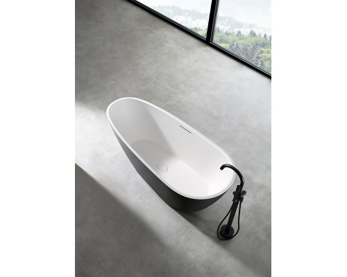 Ванна из искусственного камня Abber Dortmund 170x75 AM9911BW Черно-белая матовая без гидромассажа