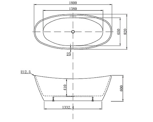 Акриловая ванна Azario Easton 180х82 AZ-1337 Белая без гидромассажа