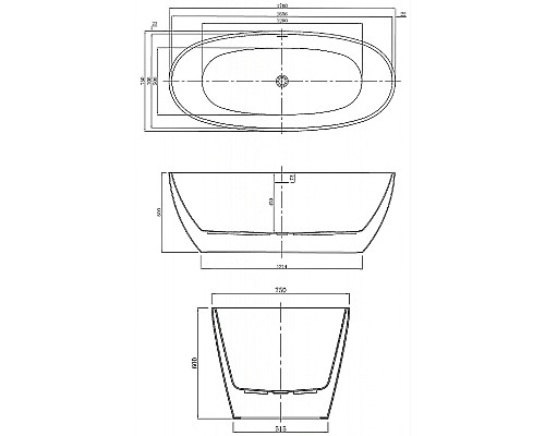 Акриловая ванна Azario Darwin 170х75 DAR17075 без гидромассажа