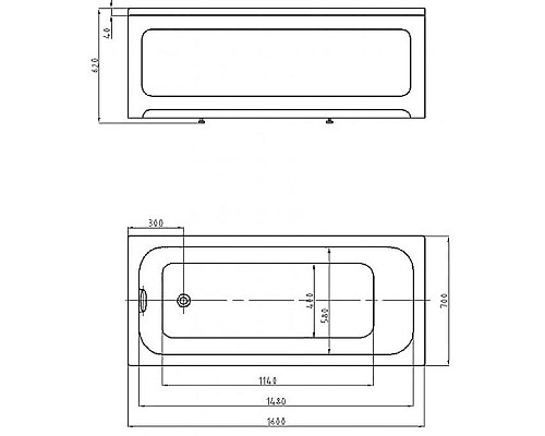 Акриловая ванна Azario Bella 160х70 AV.0020160 без гидромассажа