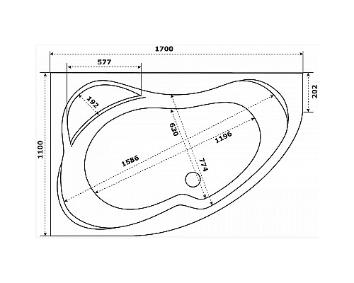 Акриловая ванна Azario Микона 170х110 R МИВ0004 без гидромассажа