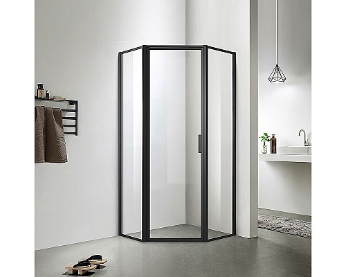 Душевой уголок Azario Richmond 100х100 L AZ-NAG3231 1000 Black профиль Черный стекло прозрачное