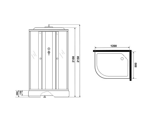 Душевая кабина Niagara Eco 120x80 R E120/80/26R/TN без гидромассажа