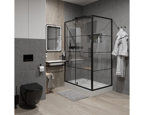 Душевой уголок Niagara Nova 120х80 NG-0220-08 профиль Черный стекло прозрачное