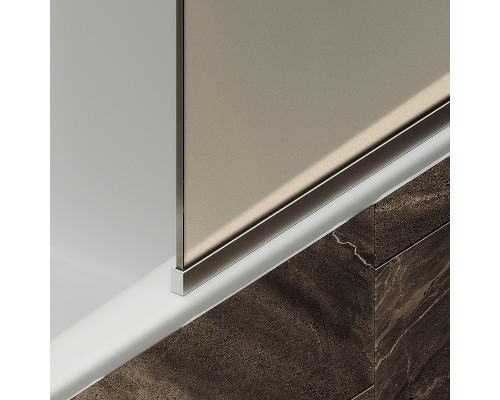 Шторка на ванну Maybah Glass MGV-74-5у 600x1400 в узком профиле Хром матовый стекло бронзовое матовое