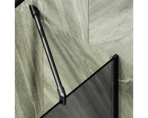 Шторка на ванну Maybah Glass MGV-87-6у 700x1400 в узком профиле Черный стекло графитовое матовое