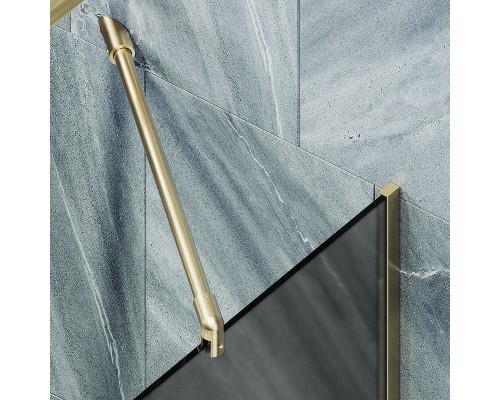 Шторка на ванну Maybah Glass 300x1400 в узком профиле Золото стекло графитовое матовое