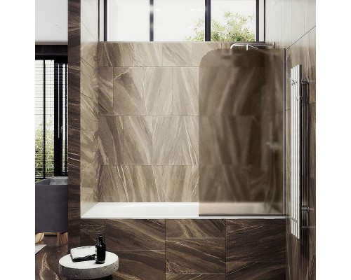 Шторка на ванну Maybah Glass MGV-73-5у 500x1400 в узком профиле Хром матовый стекло бронзовое матовое
