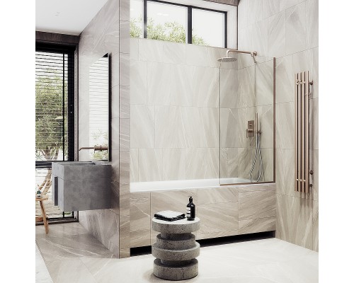 Шторка на ванну Maybah Glass MGV-61-2у 500x1400 в узком профиле Бронза стекло прозрачное